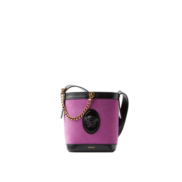 Pivot Mini Suede Bucket Bag in Purple