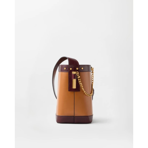 Versace Pivot Small Leather Bucket Bag in Brown, Ref. 1A17451, view 2 | Bucket Bags