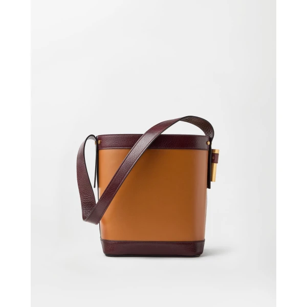 Versace Pivot Small Leather Bucket Bag in Brown, Ref. 1A17451, view 5 | Bucket Bags