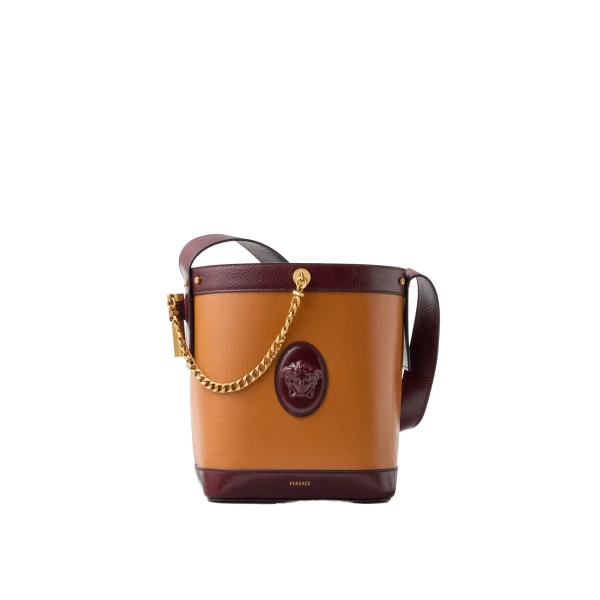 Pivot Small Leather Bucket Bag in Brown, Ref. 1A17451