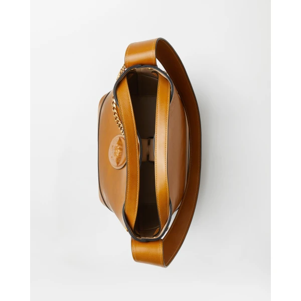Versace Pivot Small Leather Bucket Bag in Brown, Ref. 1A17453, view 5 | Bucket Bags