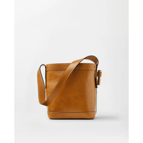 Versace Pivot Small Leather Bucket Bag in Brown, Ref. 1A17453, view 6 | Bucket Bags
