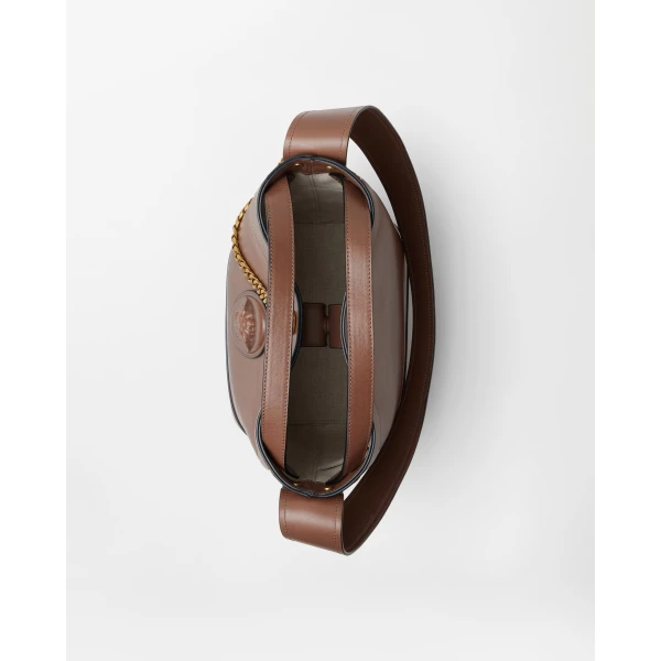 Versace Pivot Small Leather Bucket Bag in Brown, Ref. 1A19197, view 5 | Bucket Bags