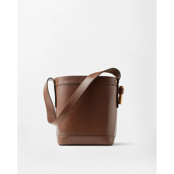 Versace Pivot Small Leather Bucket Bag in Brown, Ref. 1A19197, view 6 | Bucket Bags