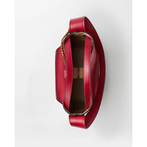 Versace Pivot Small Leather Bucket Bag in Red, Ref. 1A17453, view 5 | Bucket Bags