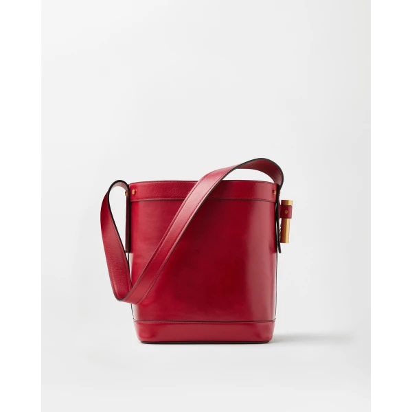 Versace Pivot Small Leather Bucket Bag in Red, Ref. 1A17453, view 6 | Bucket Bags