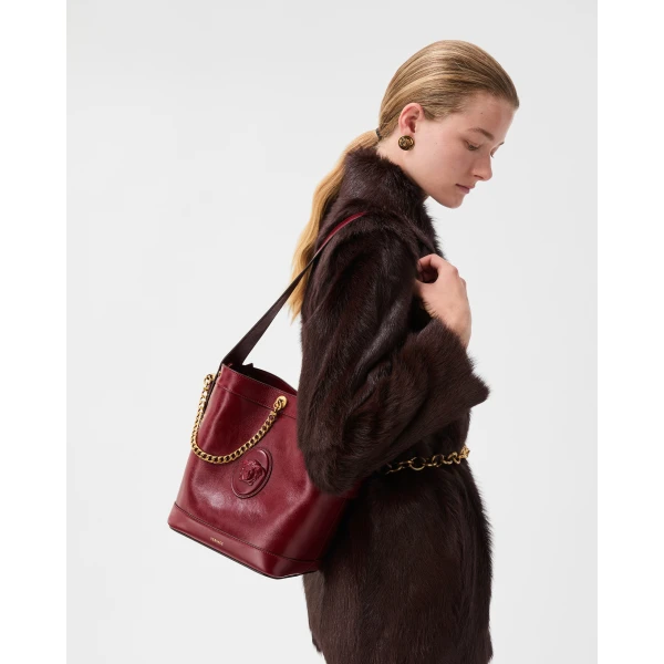 Versace Pivot Small Leather Bucket Bag in Red, Ref. 1A19197, view 2 | Bucket Bags