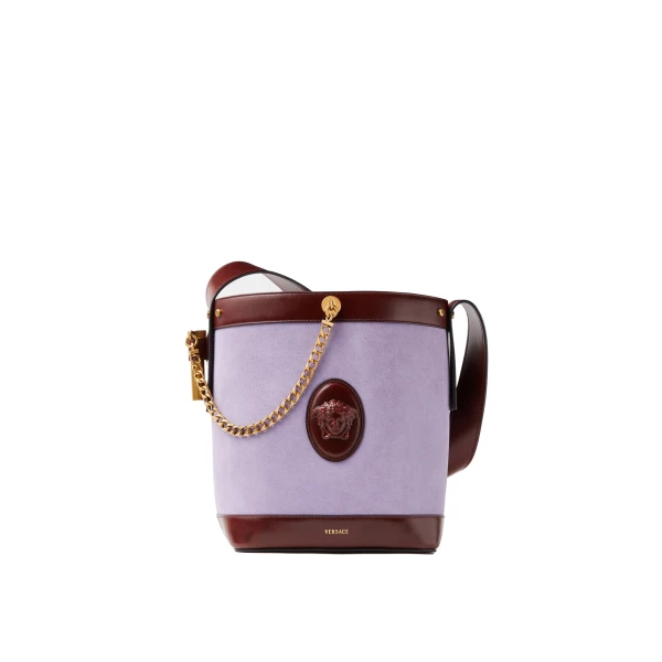 Pivot Small Suede Bucket Bag in Lilac