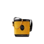 Versace Pivot Small Suede Bucket Bag in Yellow | Bucket Bags | Coveti