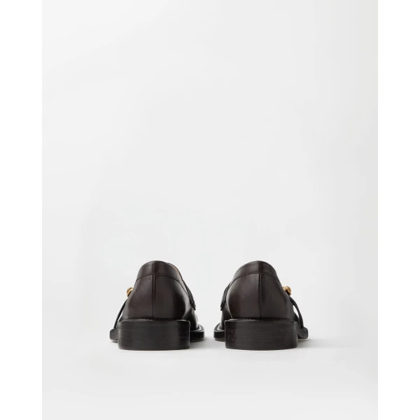 Versace Primo Leather Loafers in Brown and Gold, view 5 | Loafers