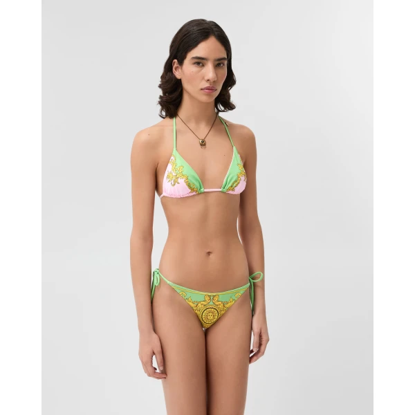 Versace Printed Bikini Bottoms in Yellow and Pink, view 2 | Bikini