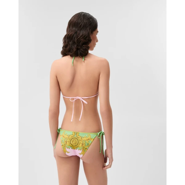 Versace Printed Bikini Bottoms in Yellow and Pink, view 3 | Bikini