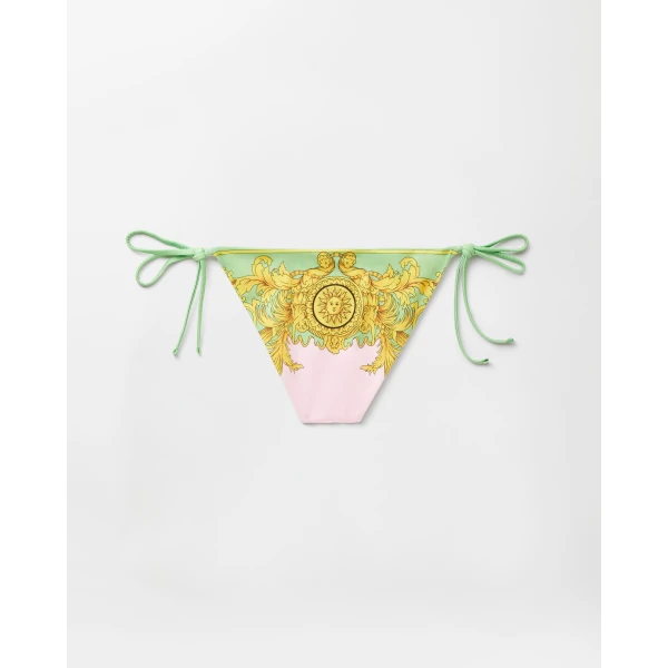 Versace Printed Bikini Bottoms in Yellow and Pink, view 4 | Bikini