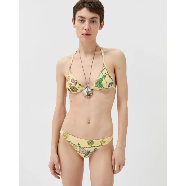 Versace Printed Bikini Bottoms in Yellow, view 2 | Bikini