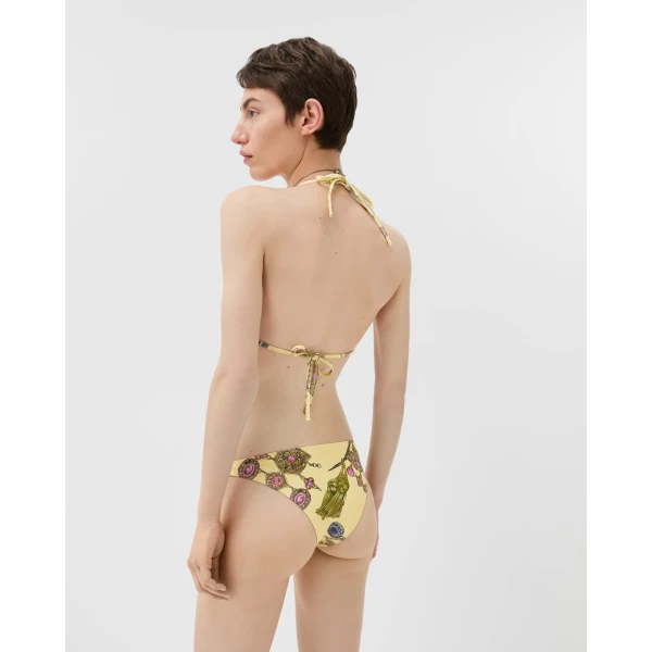 Versace Printed Bikini Bottoms in Yellow, view 3 | Bikini