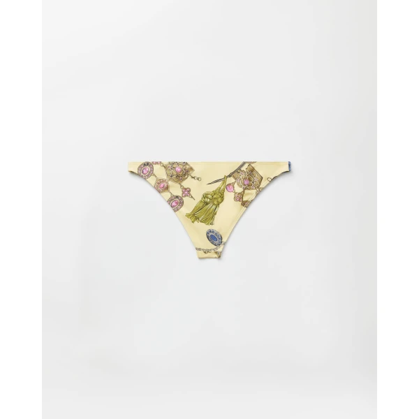 Versace Printed Bikini Bottoms in Yellow, view 4 | Bikini