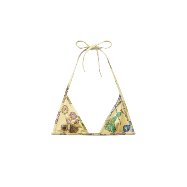 Versace Printed Bikini Top in Yellow | Bikini | Coveti