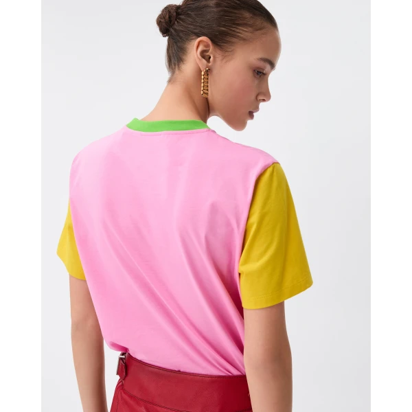 Versace Printed Cotton-Jersey T-Shirt in Pink, view 3 | T-shirts