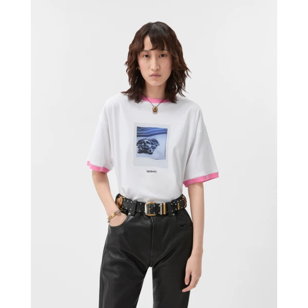Versace Printed Cotton-Jersey T-Shirt in White, Ref. 1026096, view 2 | T-shirts