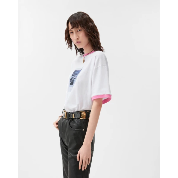 Versace Printed Cotton-Jersey T-Shirt in White, Ref. 1026096, view 3 | T-shirts