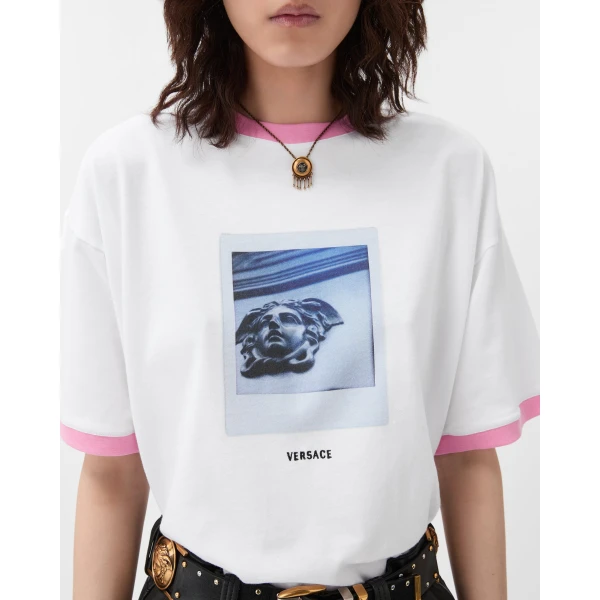 Versace Printed Cotton-Jersey T-Shirt in White, Ref. 1026096, view 4 | T-shirts