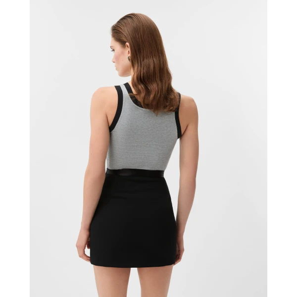 Versace Printed Cotton-Jersey Tank Top in Grey, view 3 | Sleeveless