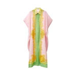 Versace Printed Cotton and Silk Voile Cover-Up Dress in Yellow and Pink | Beach Dresses | Coveti