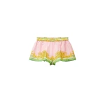 Versace Printed Cotton and Silk Voile Cover-Up Shorts in Yellow and Pink | Beachwear | Coveti