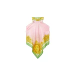 Versace Printed Cotton and Silk Voile Cover-Up Top in Yellow and Pink | Beachwear | Coveti