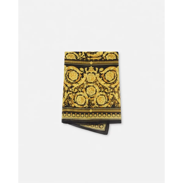 Versace Printed Cover-Up Skirt in Black and Print, view 3 | Beachwear
