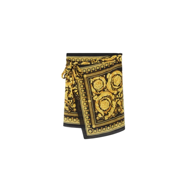 Versace Printed Cover-Up Skirt in Black and Print | Beachwear | Coveti