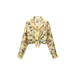 Versace Printed Crop Silk Twill Shirt in Yellow | Shirts | Coveti