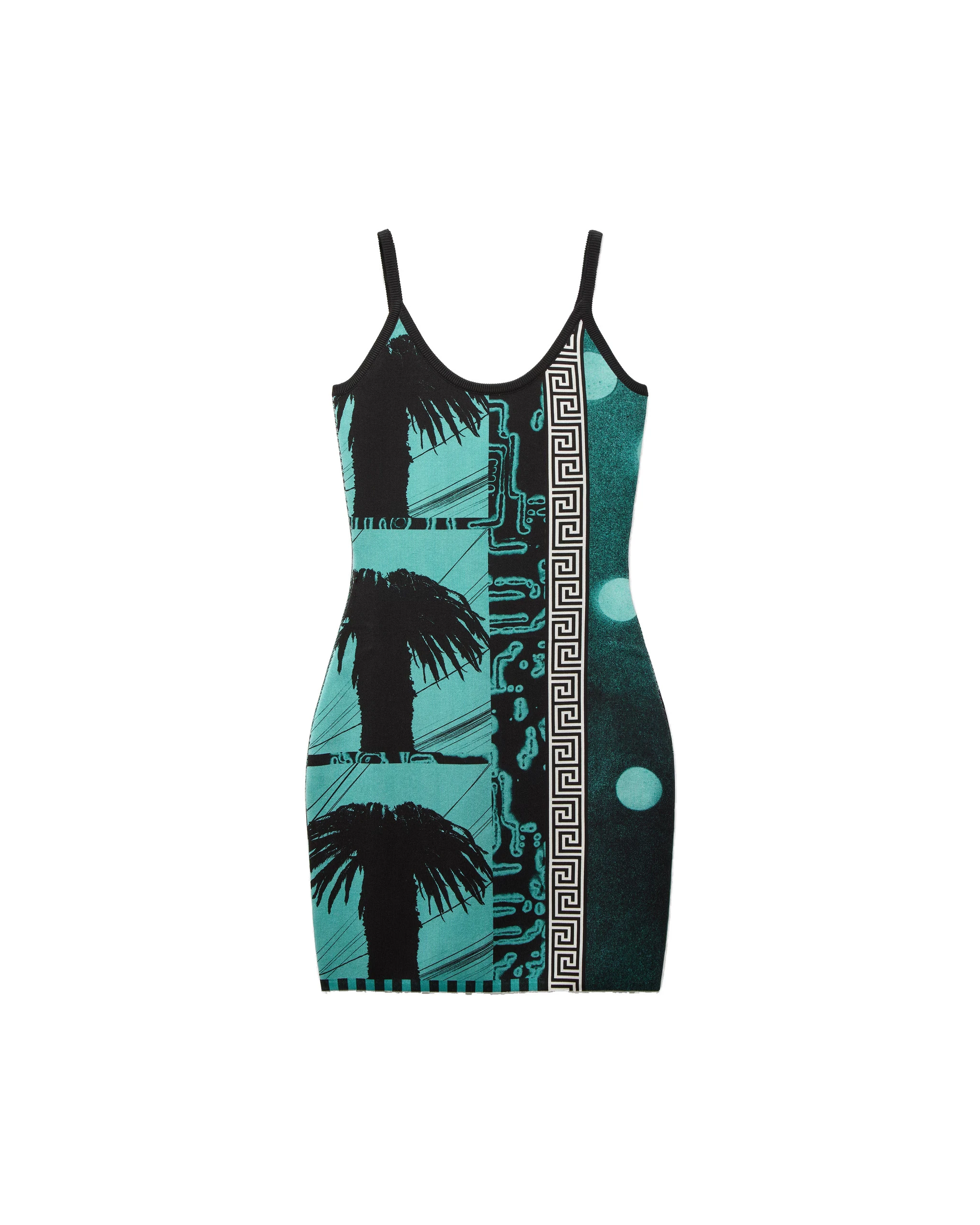 Versace Printed Knit Viscose Mini Dress in Light Blue Versace Printed Knit Viscose Mini Dress in Light Blue | Mini Dresses | Coveti