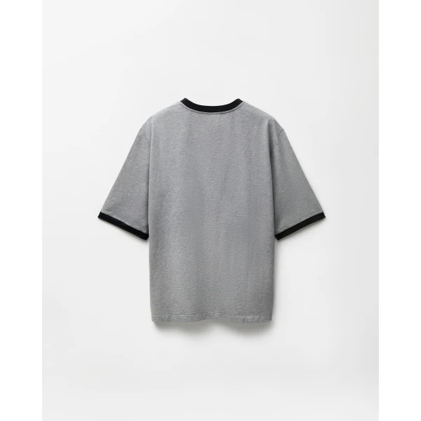Versace Printed-Logo Cotton Jersey T-Shirt in Grey, view 3 | T-shirts