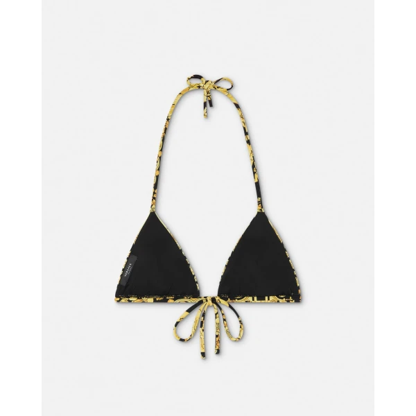 Versace Printed Nylon-Blend Bikini Top in Print, view 4 | Bikini