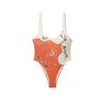 Versace Printed One-Piece Swimsuit in Orange | Swimsuits | Coveti