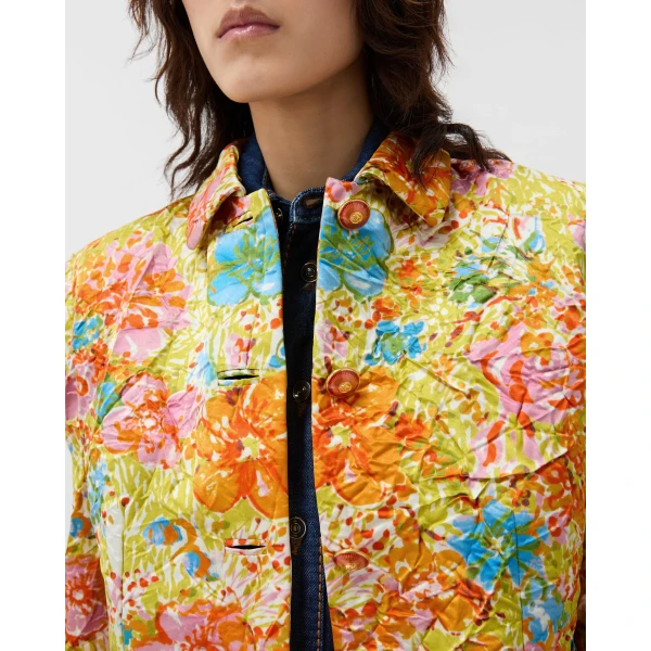 Versace Printed Silk Duchesse Jacket in Multicolour, view 5 | Jackets