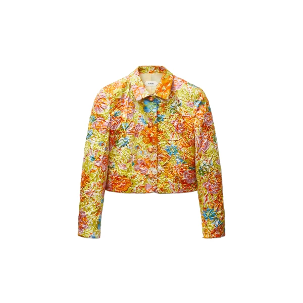 Versace Printed Silk Duchesse Jacket in Multicolour | Jackets | Coveti