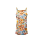 Versace Printed Silk Duchesse Mini Dress in Blue and Orange | Mini Dresses | Coveti