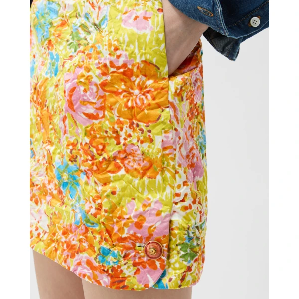 Versace Printed Silk Duchesse Mini Skirt in Multicolour, view 5 | Mini Skirts