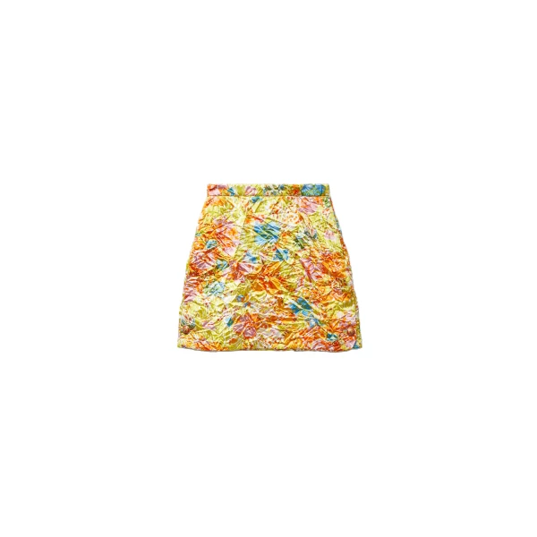 Printed Silk Duchesse Mini Skirt in Multicolour
