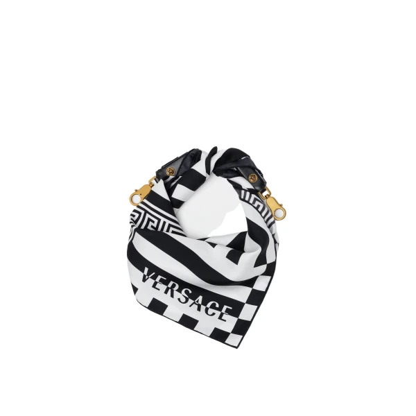 Printed Silk Scarf Charm 55 cm in Black and White