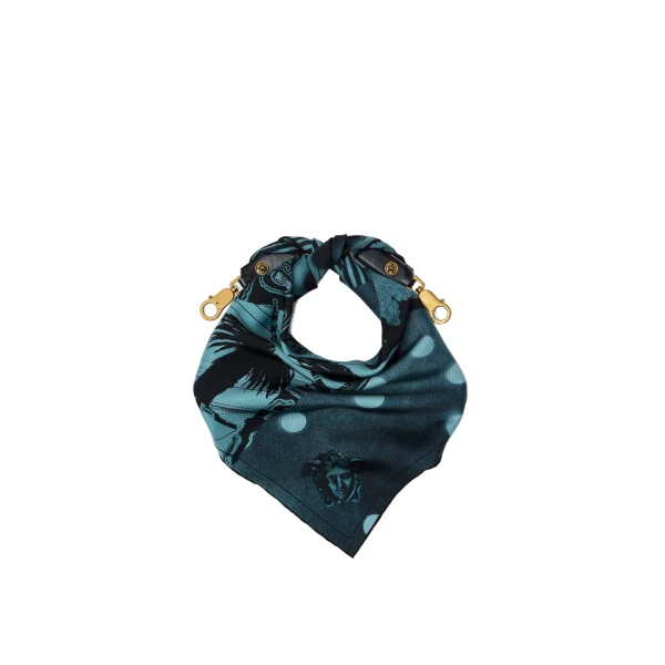 Printed Silk Scarf Charm 55 cm in Blue