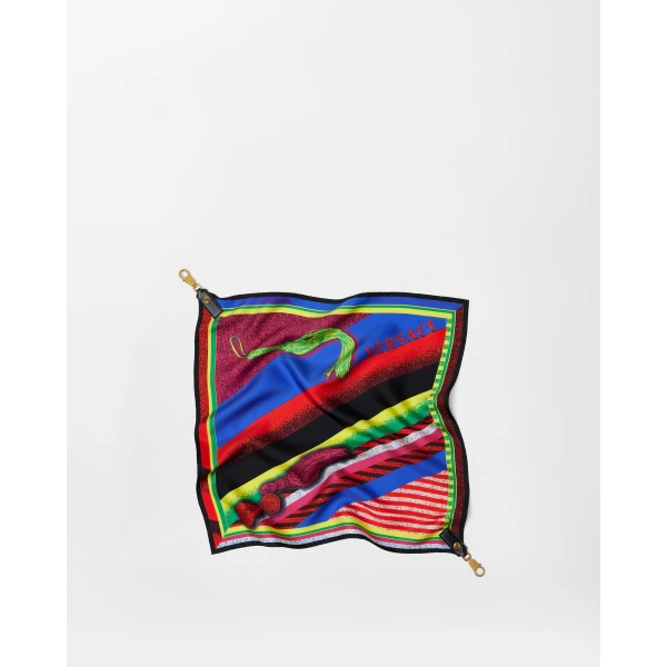 Versace Printed Silk Scarf Charm 55 cm in Multicolour, view 2 | Bag charms