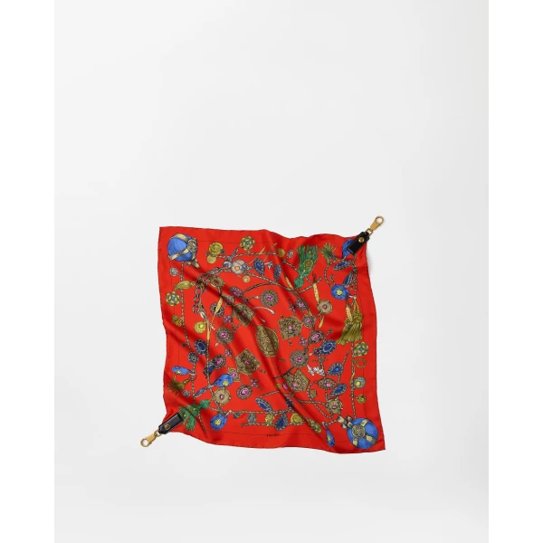 Versace Printed Silk Scarf Charm 55 cm in Red, view 2 | Bag charms