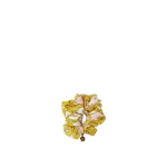 Versace Printed Silk Scrunchie in Yellow and Pink | Hair Accessories | Coveti