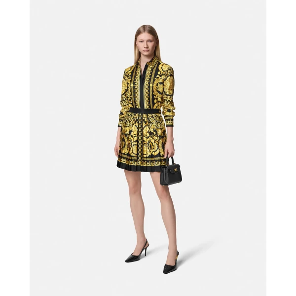 Versace Printed Silk Shirt in Black and Print, view 2 | Shirts