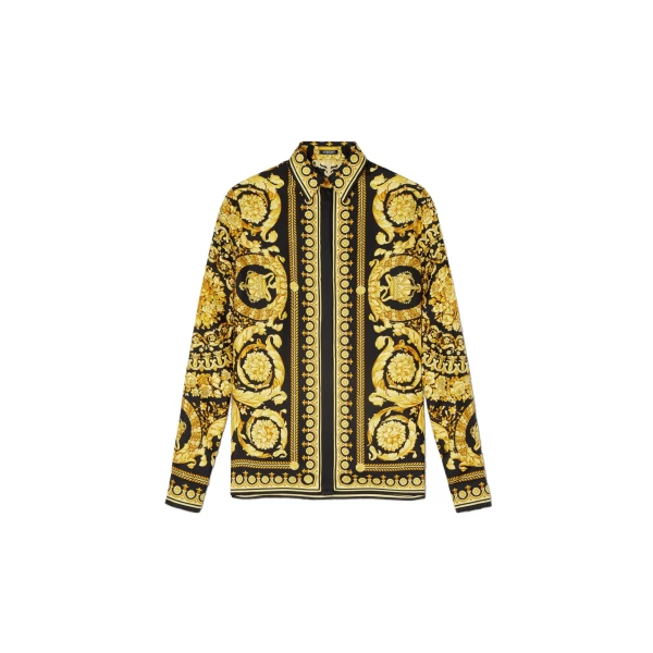 Printed Silk Shirt in Black and Print