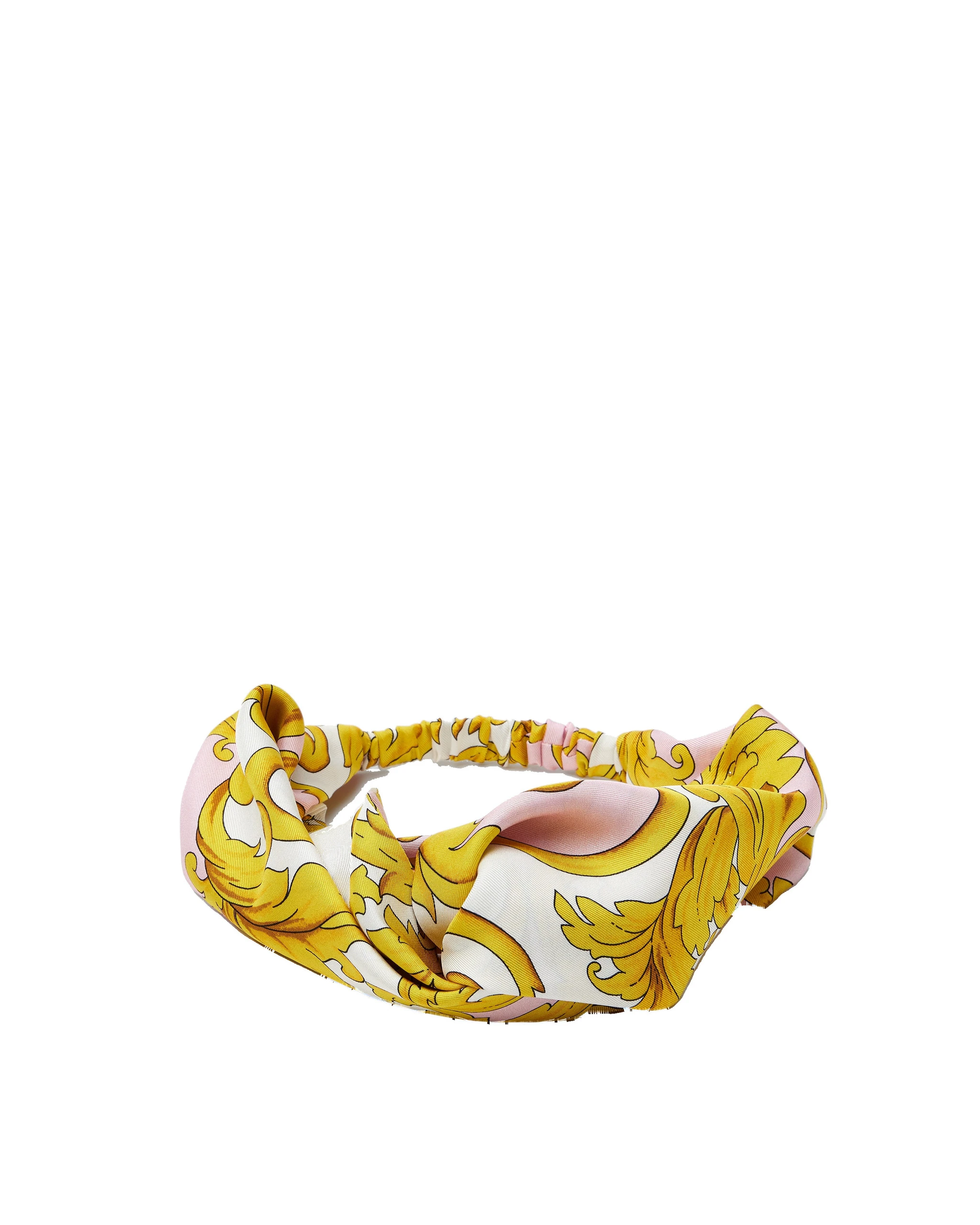 Versace Printed Silk Twill Headband in Yellow and Pink Versace Printed Silk Twill Headband in Yellow and Pink | Hair Accessories | Coveti