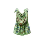 Versace Printed Silk Twill Mini Dress in Green | Mini Dresses | Coveti